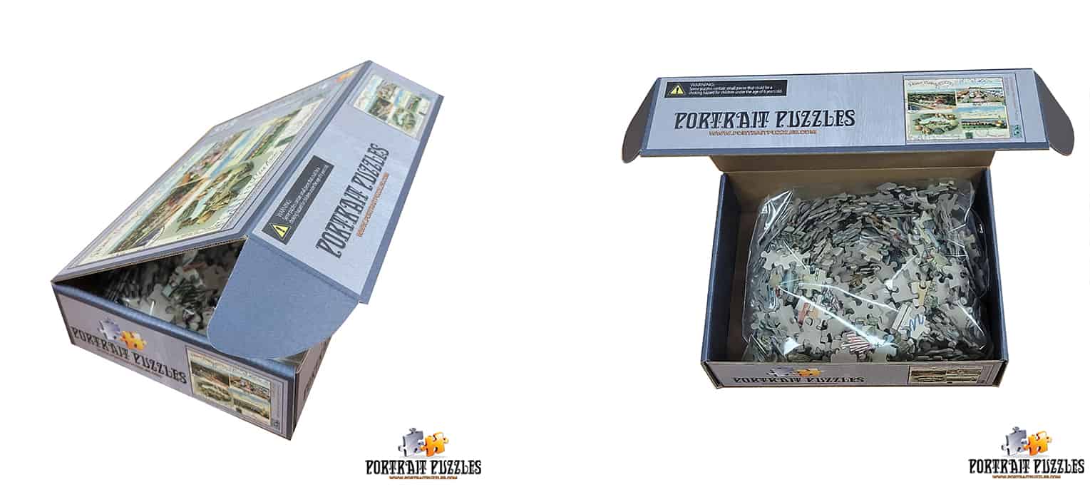 Portrait Puzzles box and logo.