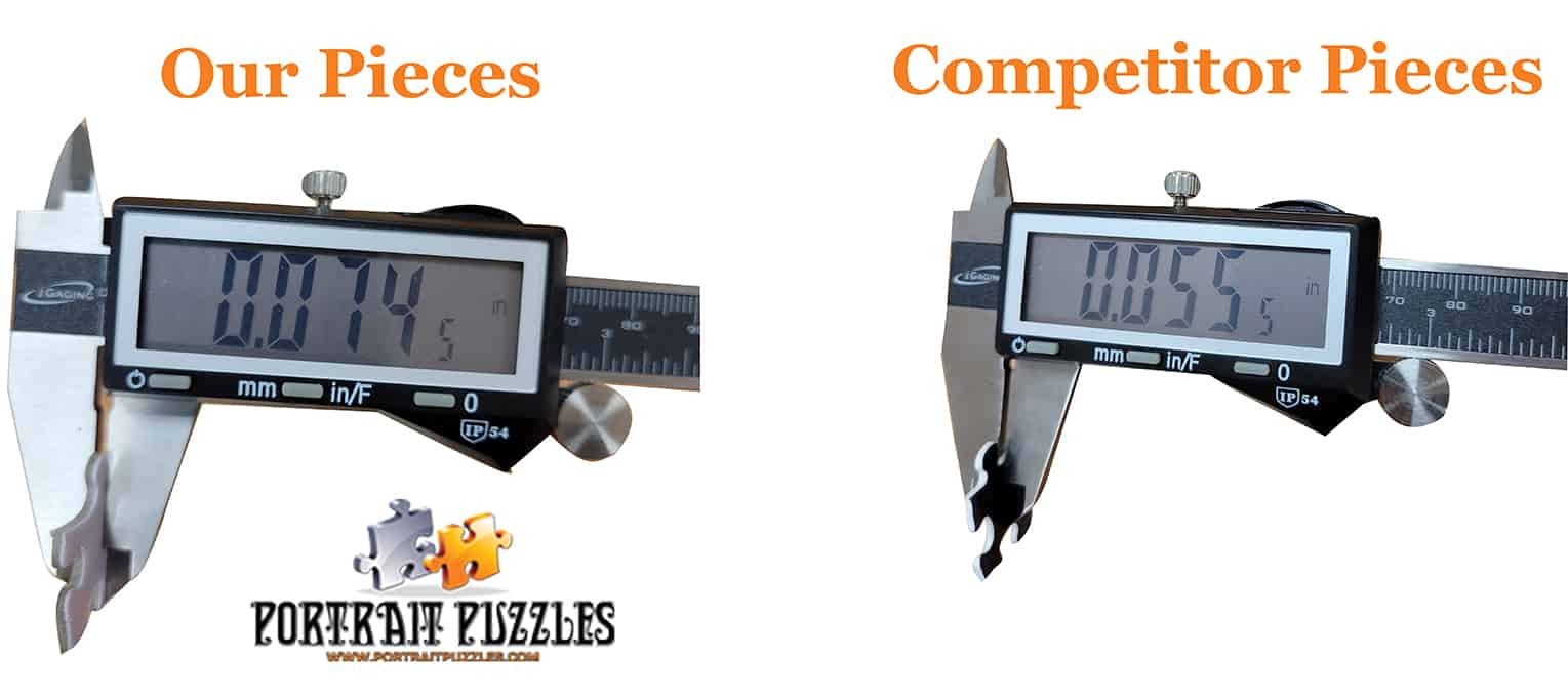 Portrait Puzzles vs. industry standard puzzle piece thickness.